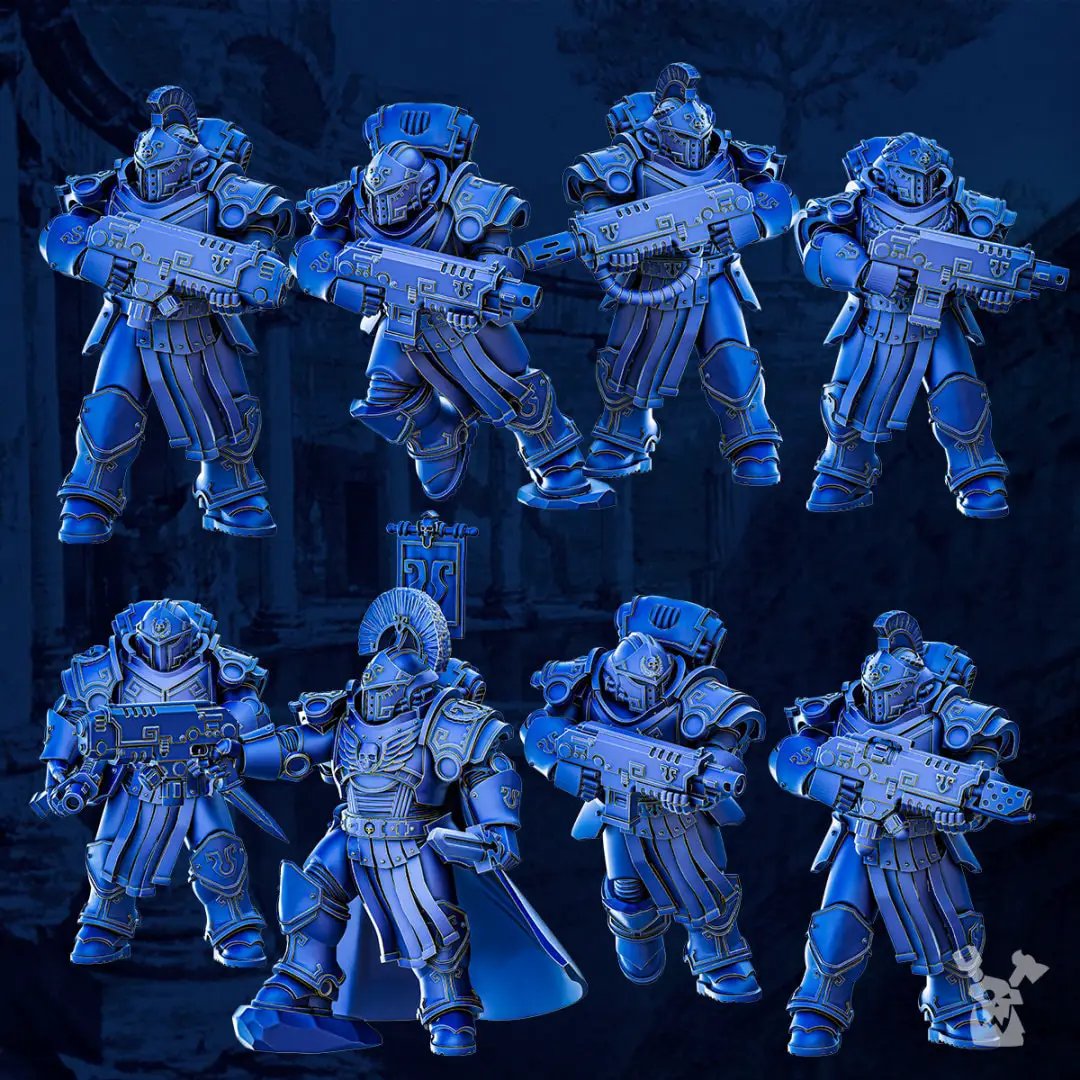 3D printed Princeps Cohorte Squad x8 models by Last Hope Miniatures for DakkaDakka Miniatures, detailed sci-fi tabletop miniatures.