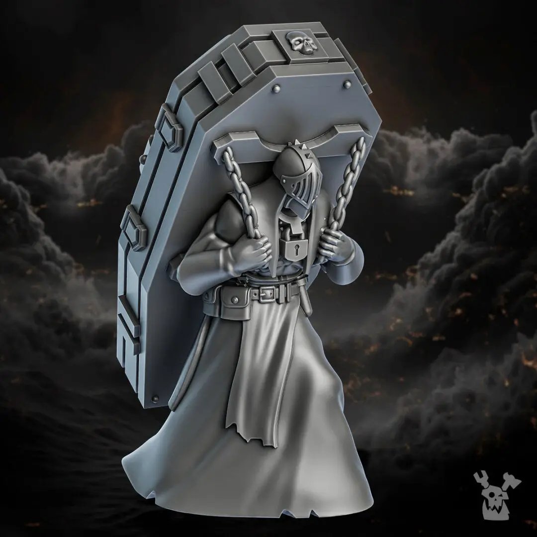 3D printed model of processionals of the order by Last Hope Miniatures, detailed miniature figure from DakkaDakka Miniatures collection.