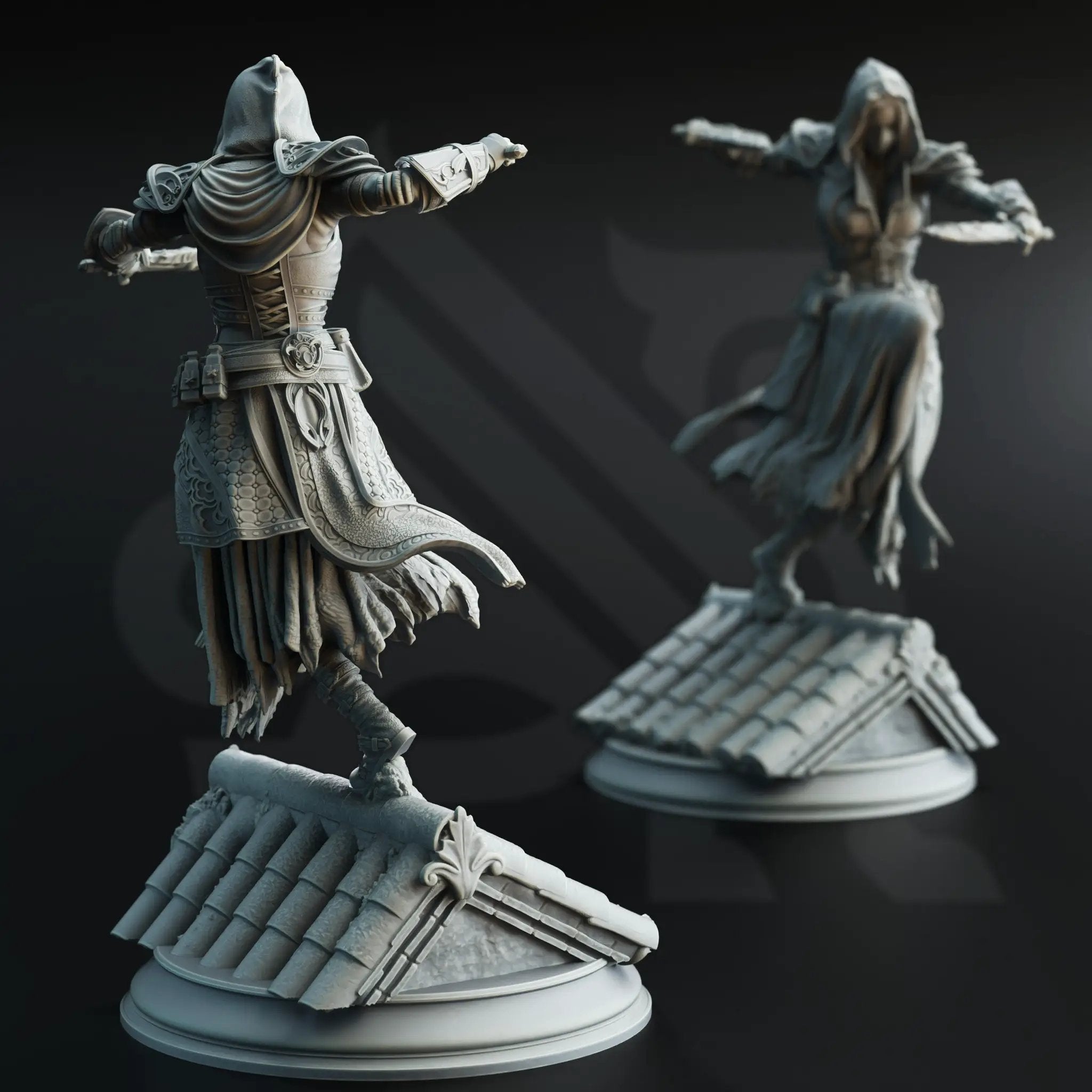 3D printed Psionic Rogue model by Last Hope Miniatures, showing a detailed fantasy figure with intricate armor and weaponry.