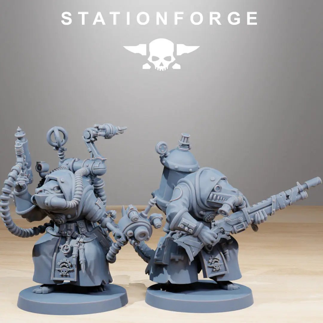 Set of 10 3D printed Raticus Grunts models by StationForge Miniatures for Last Hope Miniatures tabletop game.