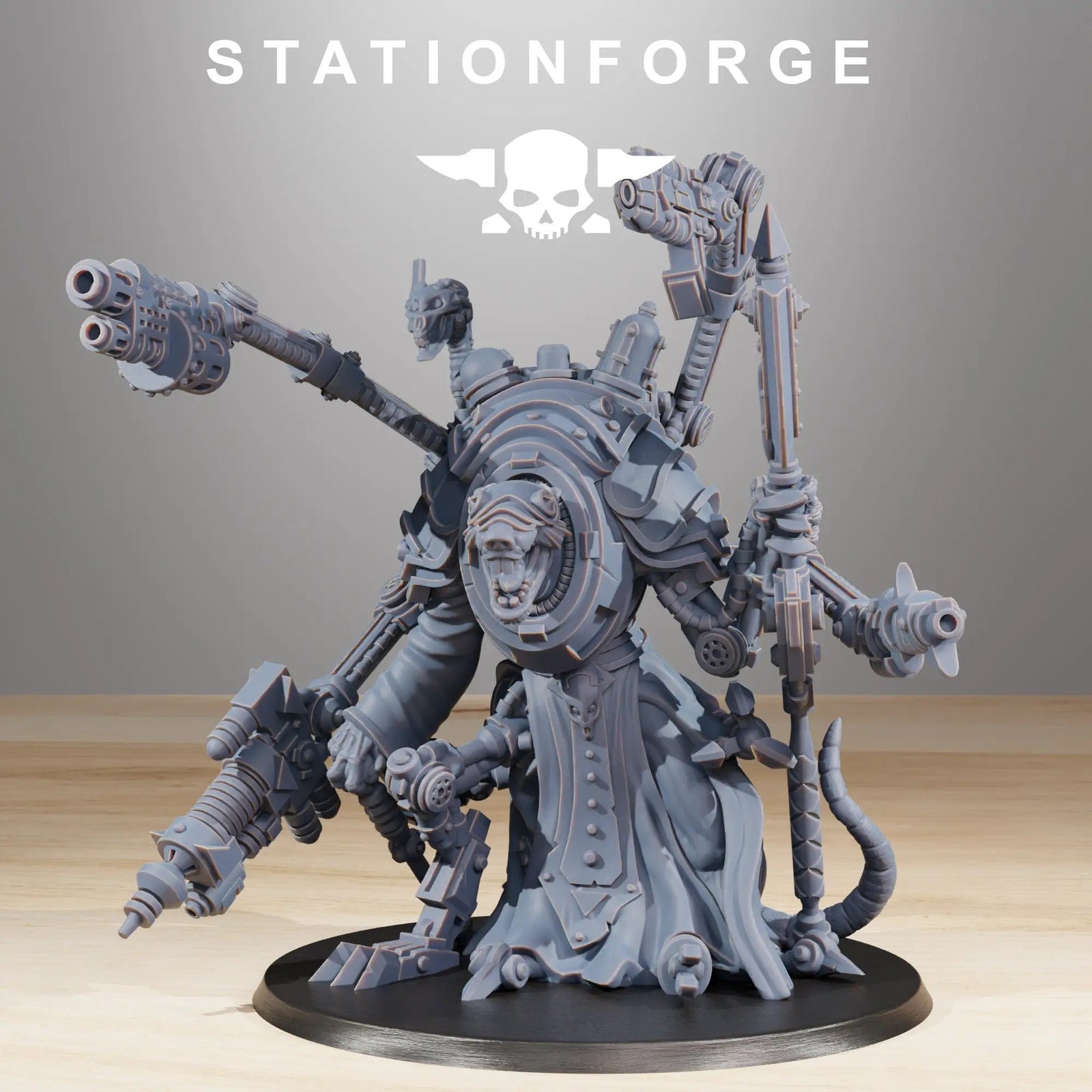 3D printed Raticus Techer model by StationForge Miniatures, featuring detailed sci-fi character design for Last Hope Miniatures.