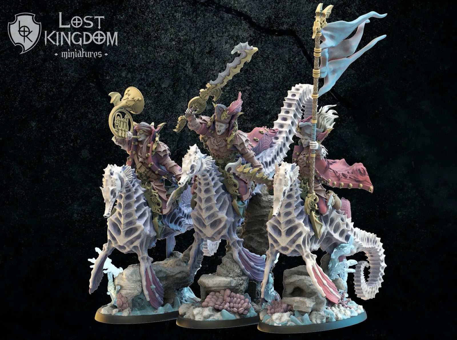 Red Knights Command Group model by Lost Kingdom Miniatures, 3D printed miniatures featuring detailed knight figures.