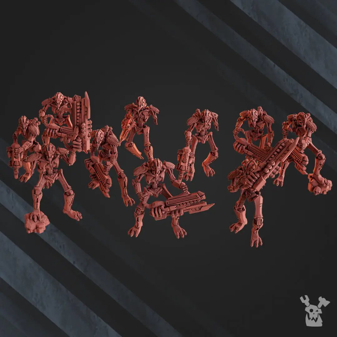 Set of 10 3D printed robot legions infantry models by Last Hope Miniatures for DakkaDakka Miniatures tabletop game.