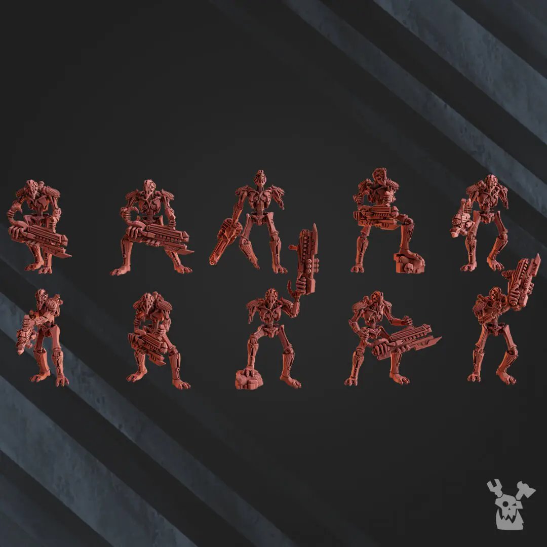 Set of 10 3D printed robot legion infantry models by Last Hope Miniatures for DakkaDakka Miniatures.
