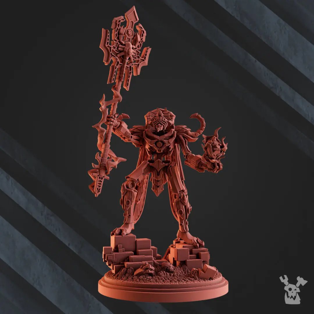 3d printed Robot Legions Lord Akerteph model by Last Hope Miniatures, detailed sci-fi robot figure from DakkaDakka Miniatures.