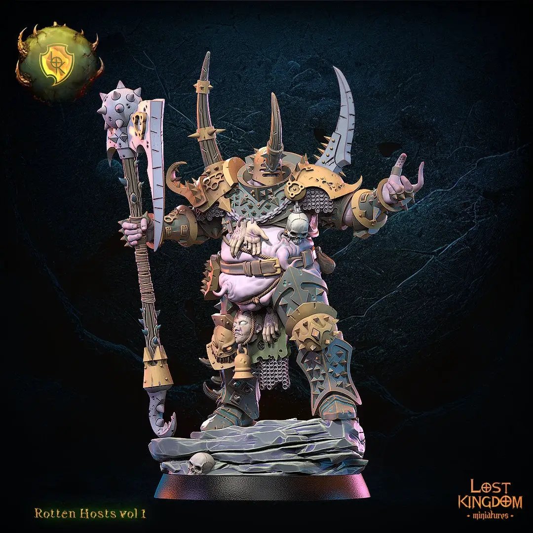 3D printed Rotten Champion model by Lost Kingdom Miniatures, featuring detailed zombie-like creature with decayed features.