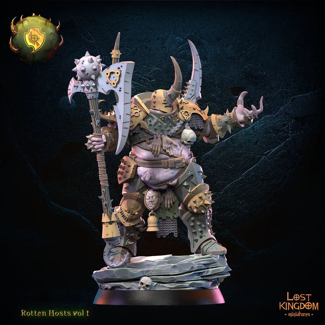 3D printed Rotten Champion model by Last Hope Miniatures, featuring detailed grotesque design and vibrant coloration.