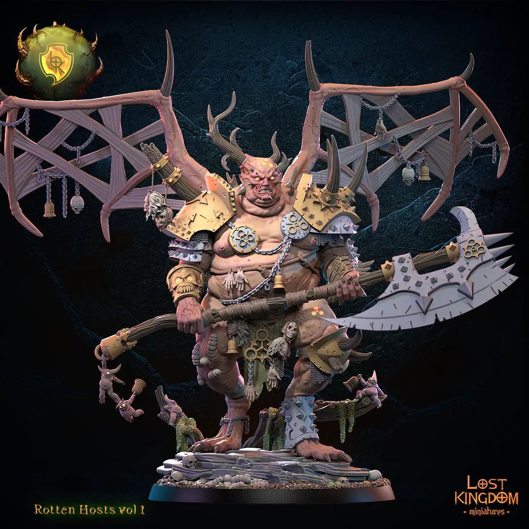 3D printed Rotten Daemon Prince model by Lost Kingdom Miniatures, detailed sculpt with dark, twisted features, designed for tabletop gaming.