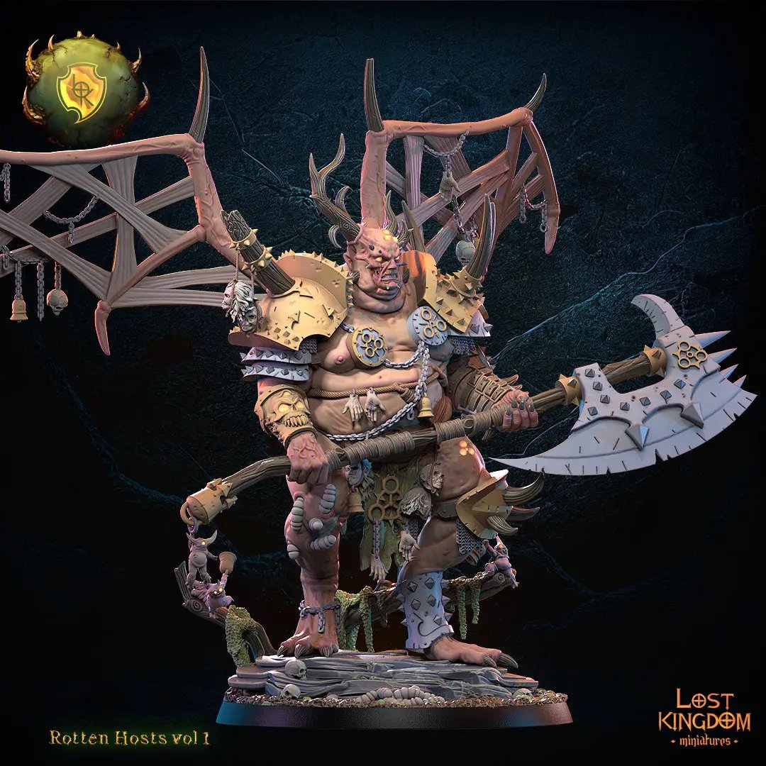 3D printed Rotten Daemon Prince model by Lost Kingdom Miniatures, detailed fantasy creature with intricate textures and menacing design