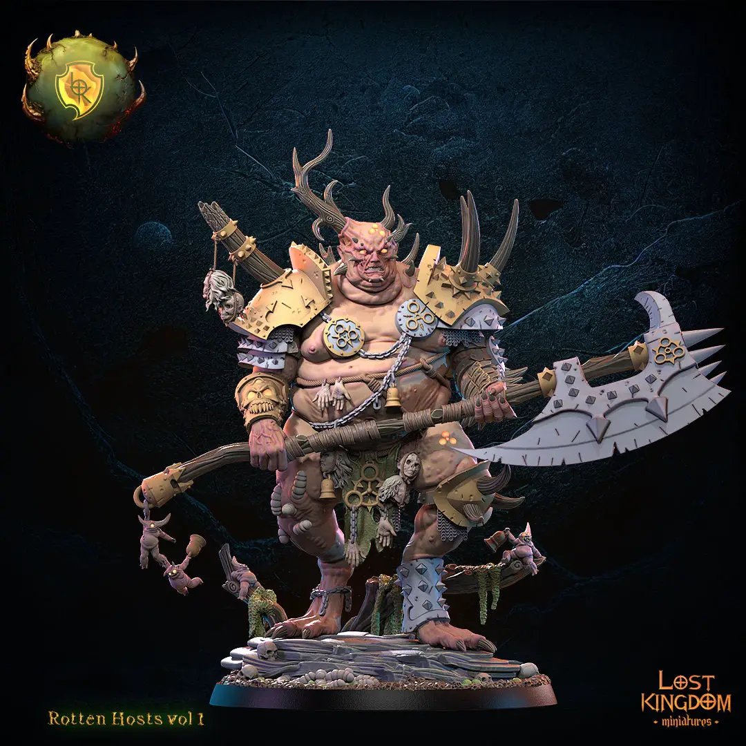3D printed Rotten Daemon Prince model by Lost Kingdom Miniatures, detailed miniature figure for tabletop gaming and display.