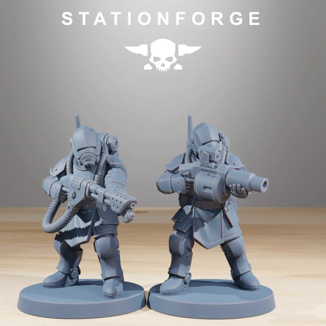 Set of ten 3D printed Royal Guard Commandos miniatures by Last Hope Miniatures, detailed models for tabletop gaming.