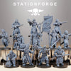 Ten 3D printed Royal Guard Templar models by StationForge Miniatures, detailed medieval knight figures for tabletop gaming.