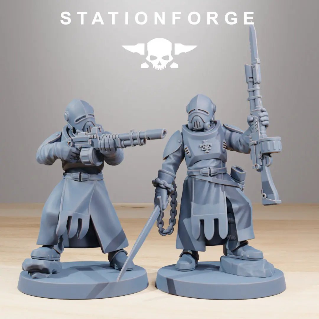 Set of 10 3D printed Royal Guard Templars miniatures by Last Hope Miniatures, detailed model figures from StationForge Miniatures.