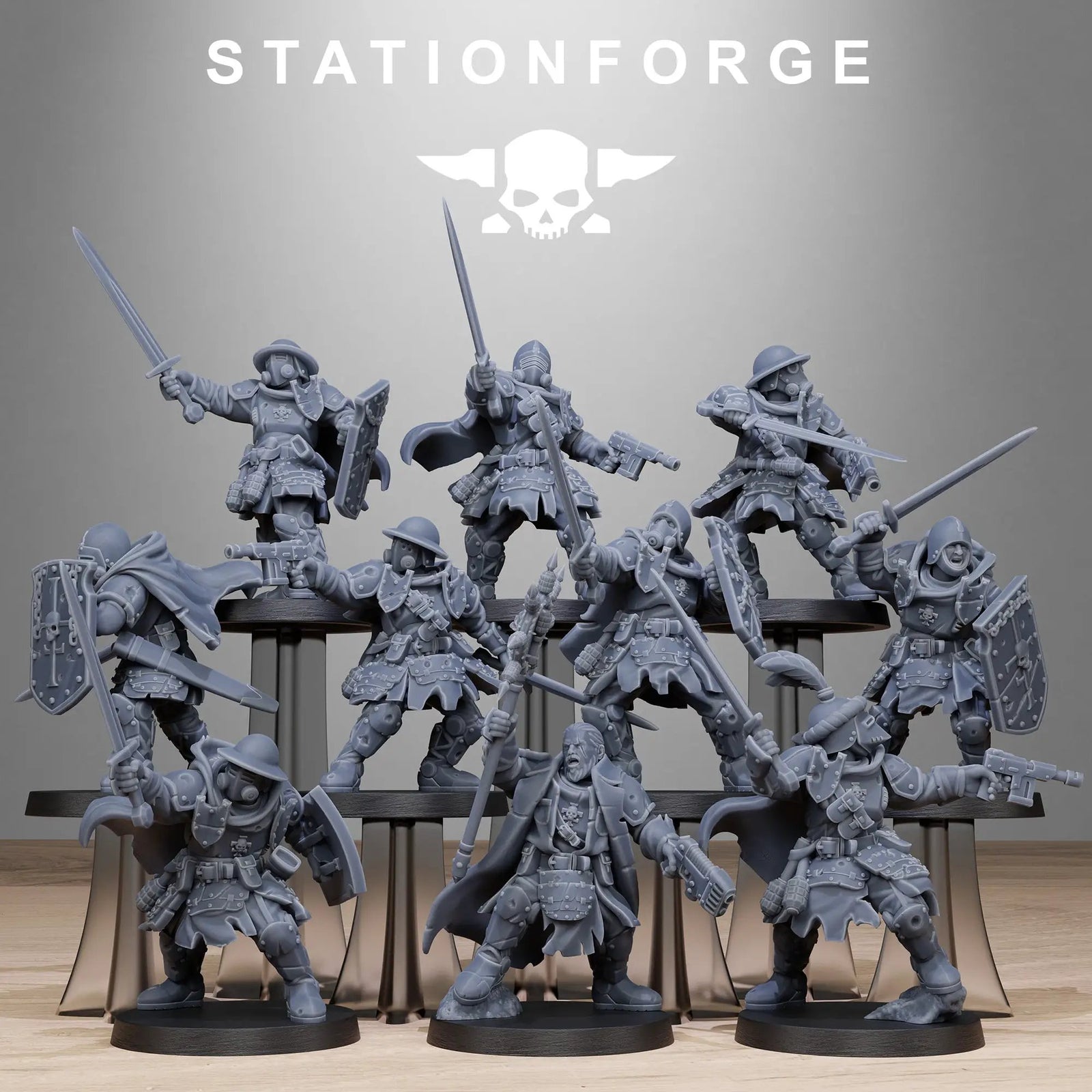 3D printed RoyalGuard Bloodwardens model by StationForge Miniatures, detailed fantasy miniatures for tabletop gaming.
