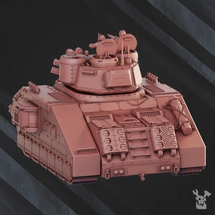 3D printed S-77 Battle Tank model by Last Hope Miniatures, detailed sci-fi military vehicle from DakkaDakka Miniatures.