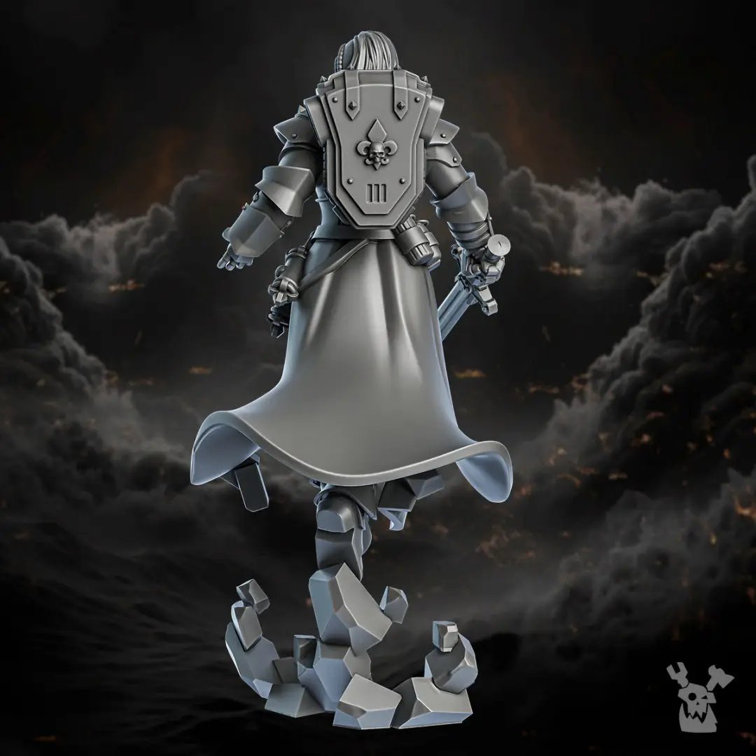 3D printed Saint Ephra model by DakkaDakka Miniatures, detailed miniature figure from Last Hope Miniatures, shown in a close-up view.
