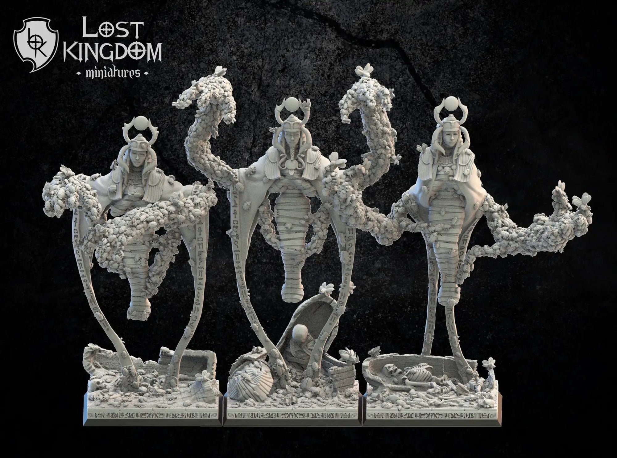 3D printed Sakmet Swarm Sorcerers model by Last Hope Miniatures, featuring detailed figures from Lost Kingdom Miniatures collection.