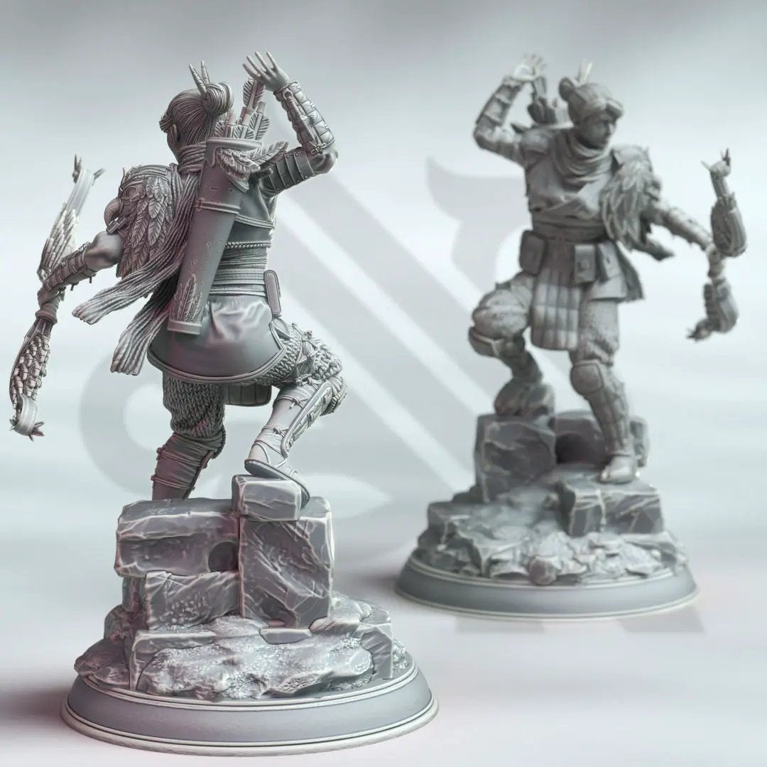 3D printed Samurai of the Falcon model by Last Hope Miniatures, showcasing detailed armor and weaponry.