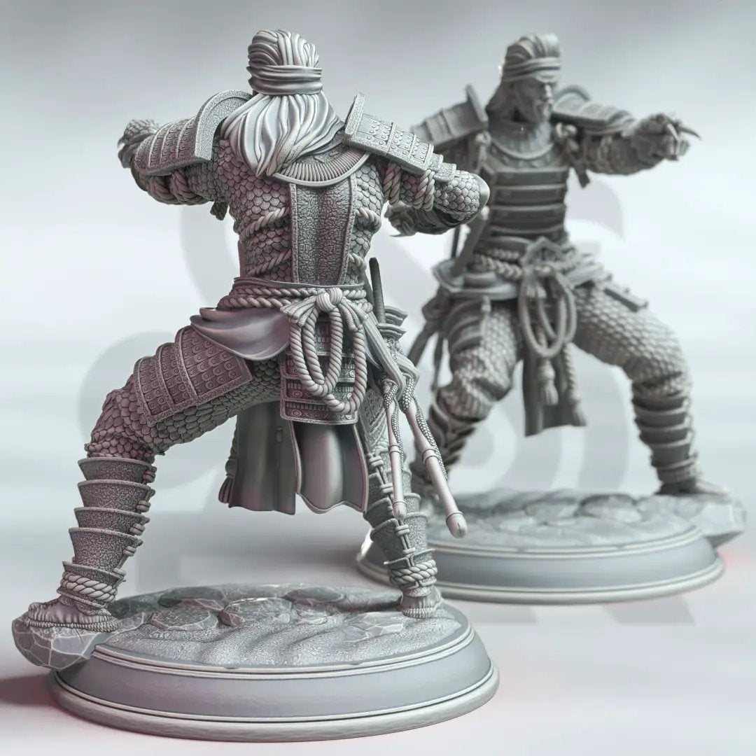 3D printed Samurai of the Serpent model by Last Hope Miniatures, showcasing intricate details and craftsmanship.