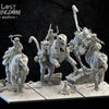 Three 3D printed Sand Bedouins miniature models by Lost Kingdom Miniatures, designed for tabletop gaming and display.