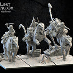 Three 3D printed Sand Bedouins miniature models by Lost Kingdom Miniatures, designed for tabletop gaming and display.