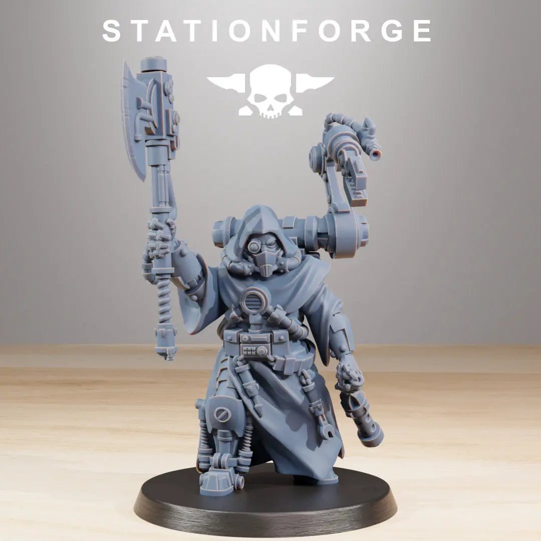 3D printed Scavenger Commander model by StationForge Miniatures for Last Hope Miniatures, detailed sci-fi tabletop game figure.