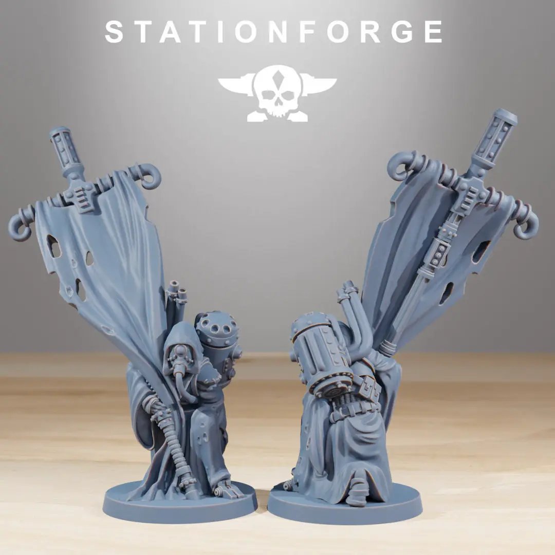 Set of five 3D printed Scavenger Cultists models by Last Hope Miniatures, featuring detailed post-apocalyptic character designs.