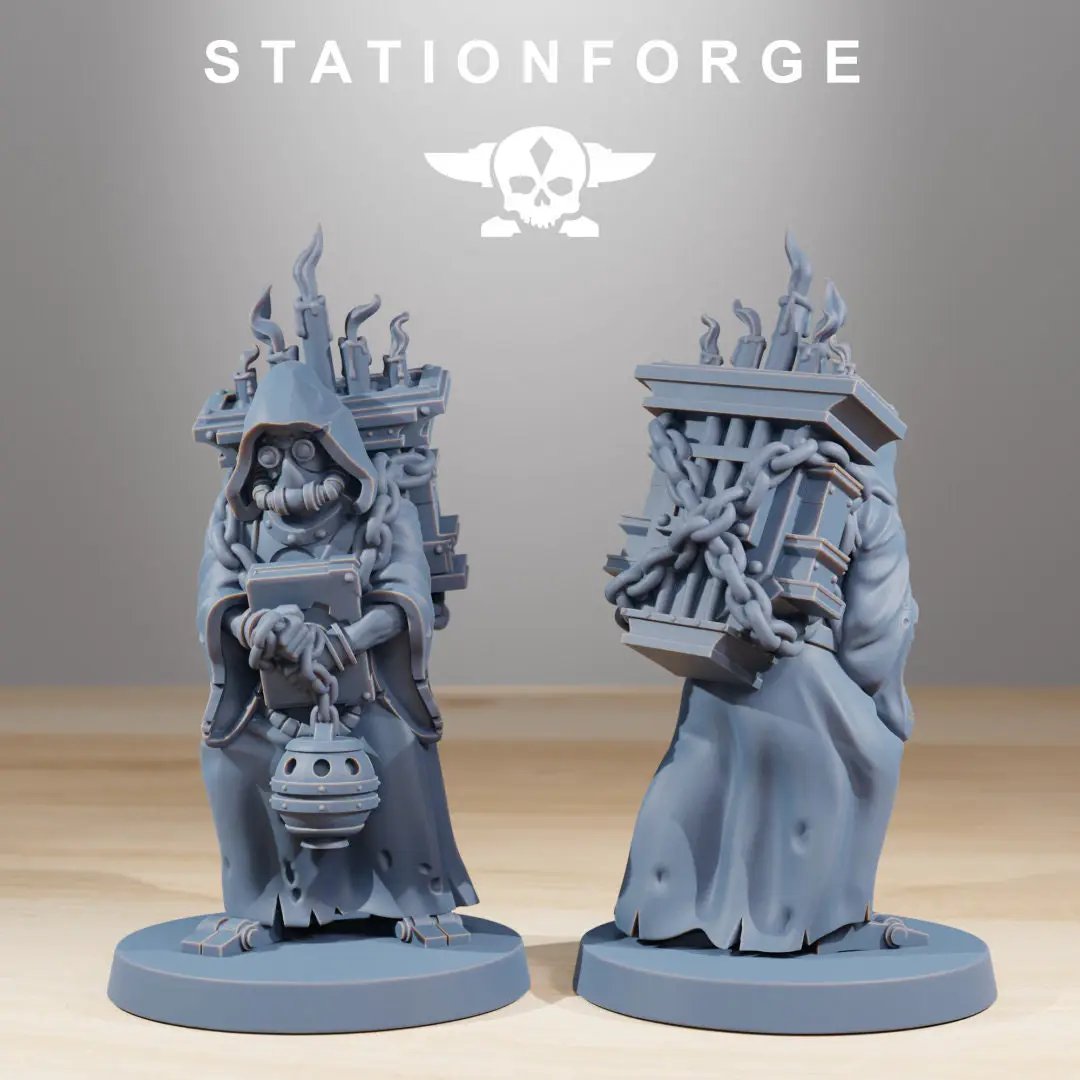 Set of five 3D printed Scavenger Cultists models by StationForge Miniatures, detailed fantasy miniatures for tabletop gaming.