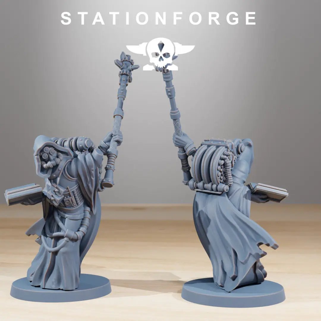 Five 3D printed Scavenger Cultists models by StationForge Miniatures for Last Hope Miniatures, detailed fantasy tabletop game figures.