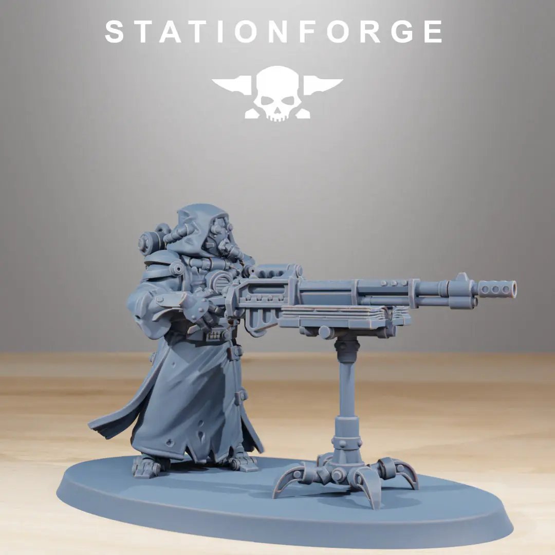 Set of 10 3D printed Scavenger Cyborg miniatures by Last Hope Miniatures, detailed models from StationForge Miniatures.