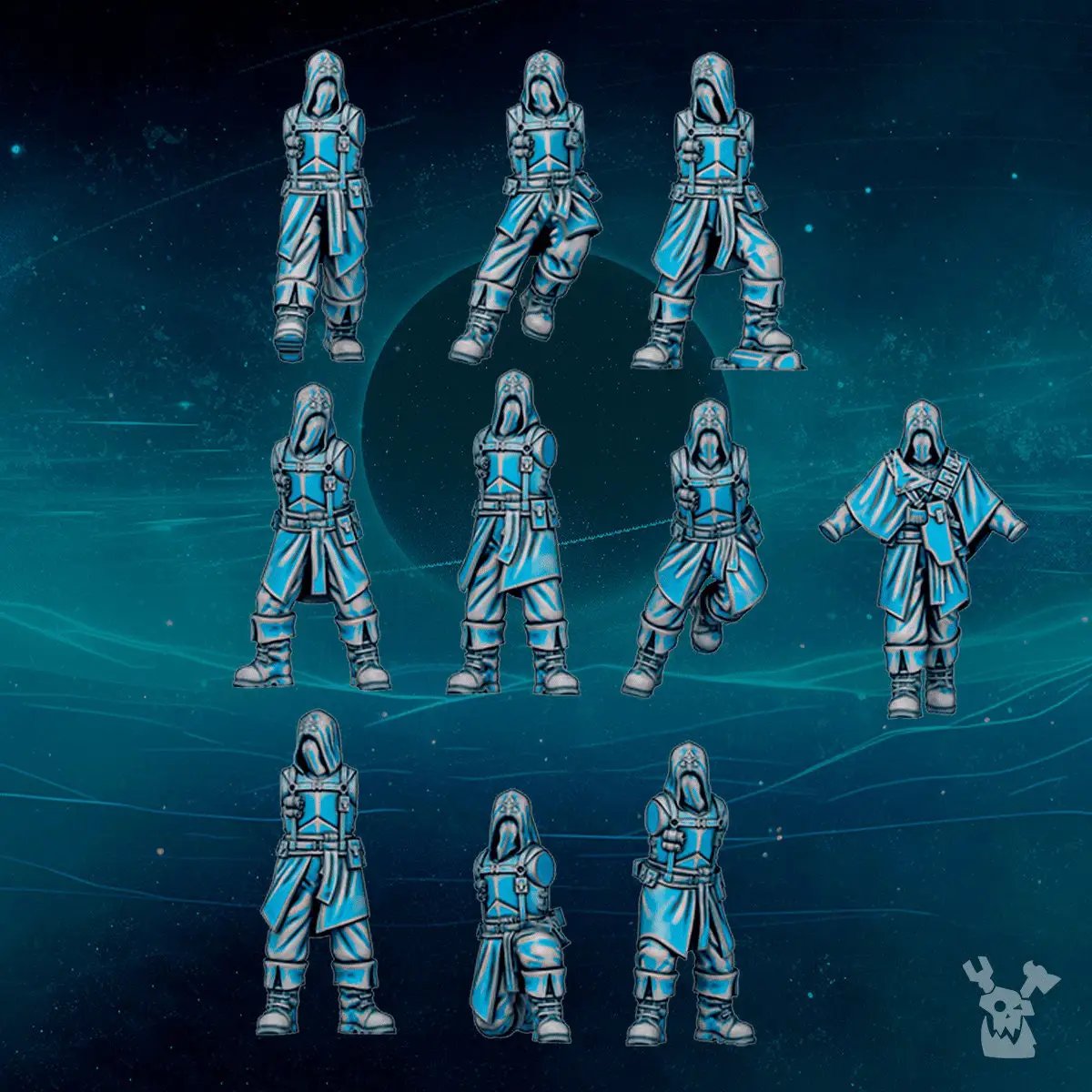 3D printed Scylla Cultists model by Last Hope Miniatures, featuring detailed figures with intricate armor and weaponry.
