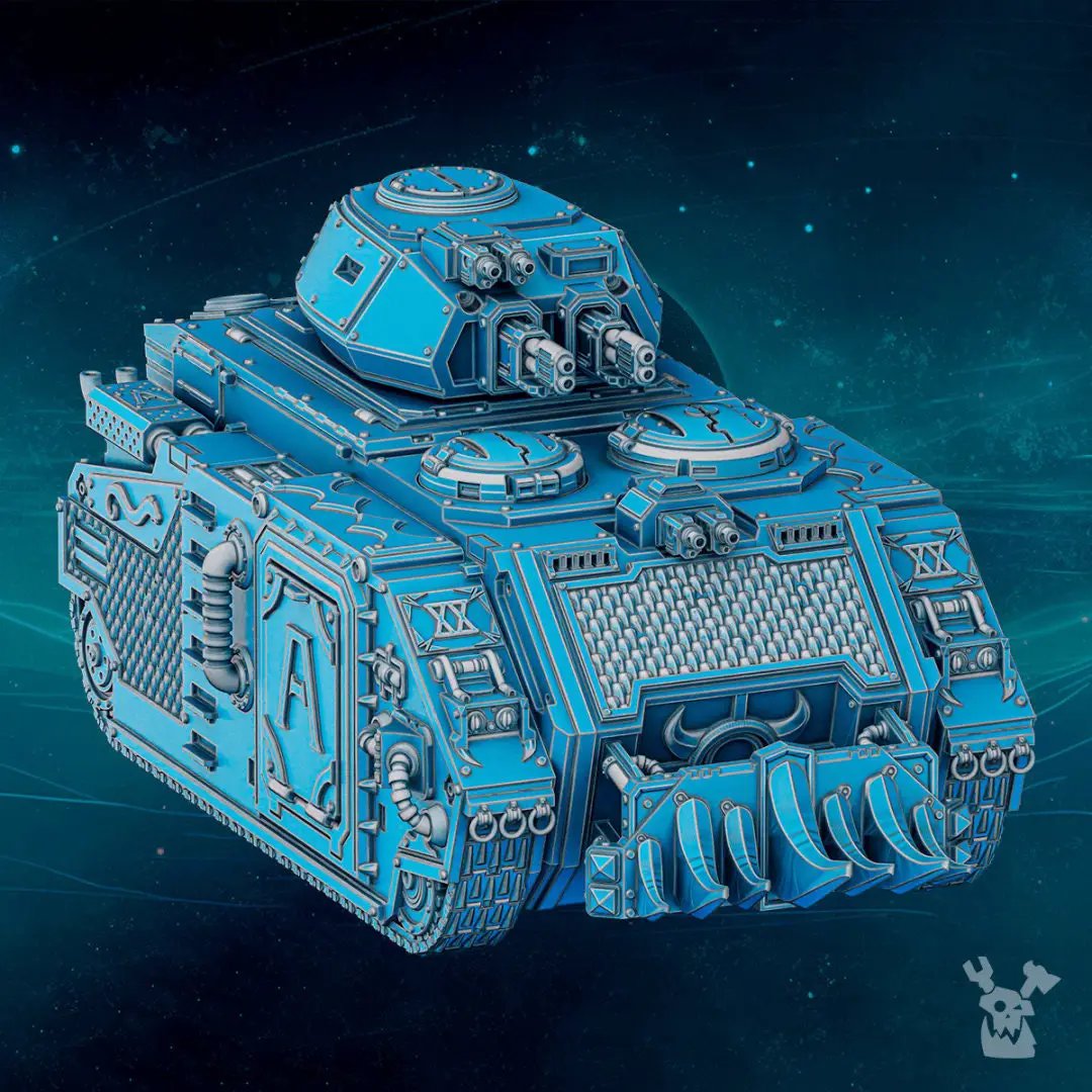 3D printed Scylla Legion APC model by Last Hope Miniatures, detailed military vehicle with intricate design from DakkaDakka Miniatures.
