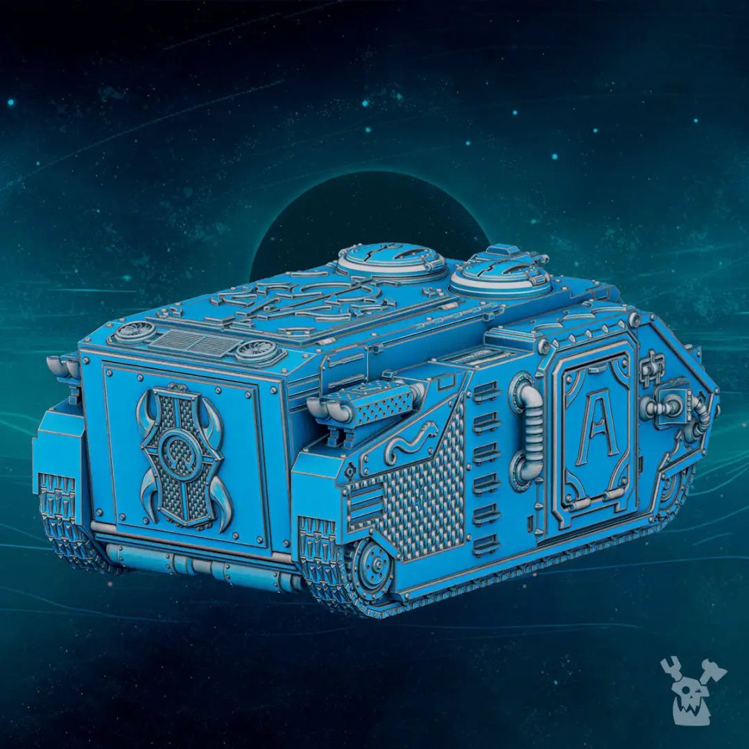 3D printed Scylla Legion APC model by Last Hope Miniatures, detailed miniature vehicle for tabletop gaming.