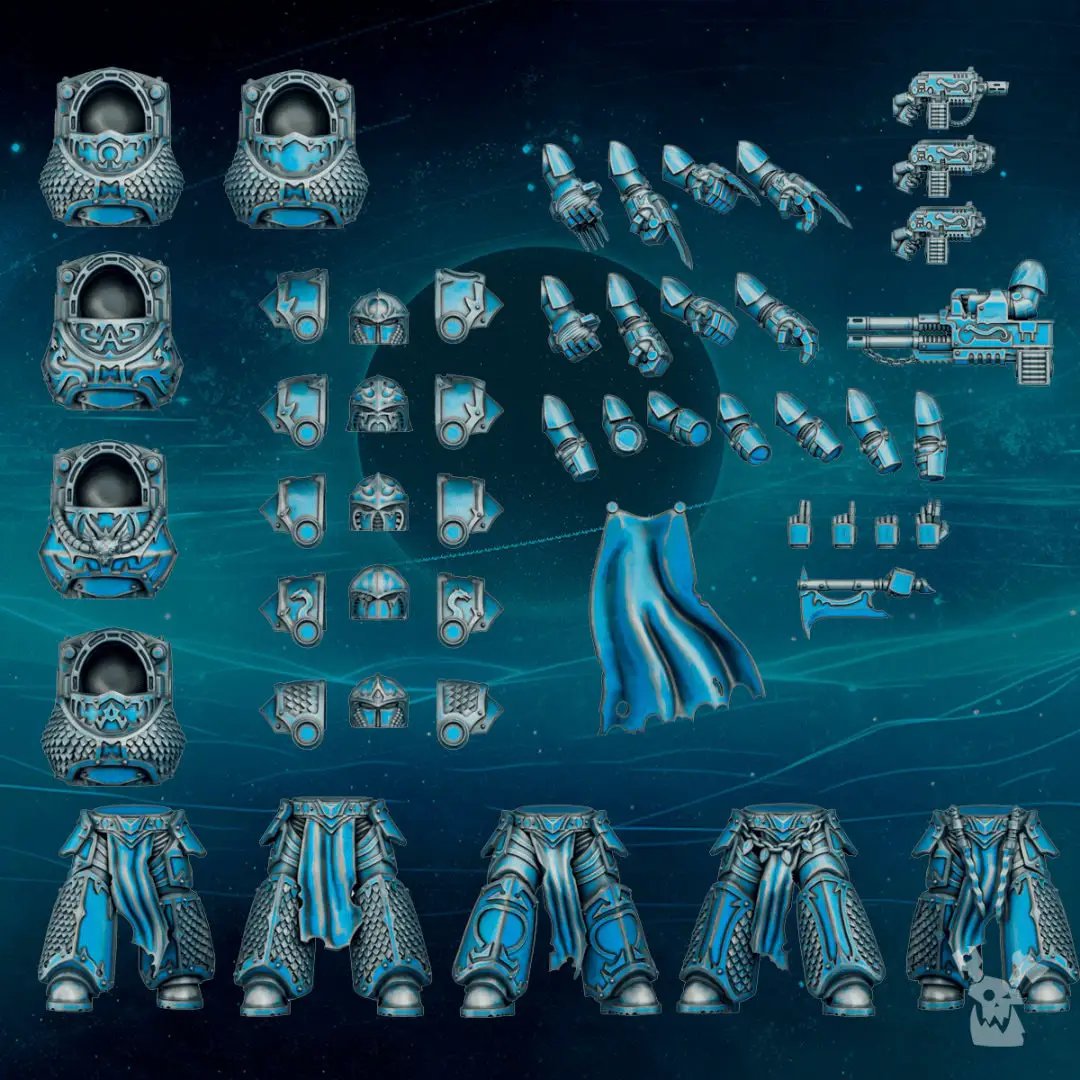 Set of five 3D printed Scylla Legion Destroyer Squad models by Last Hope Miniatures for DakkaDakka Miniatures.