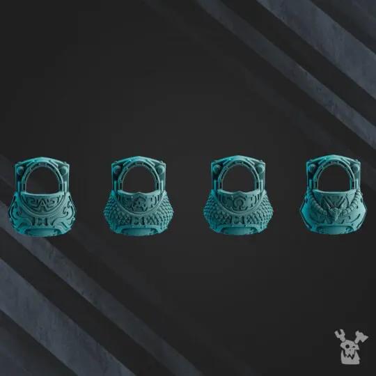 Set of five 3D printed Scylla Legion Heavy Destroyer models by Last Hope Miniatures, detailed sci-fi miniatures for tabletop gaming