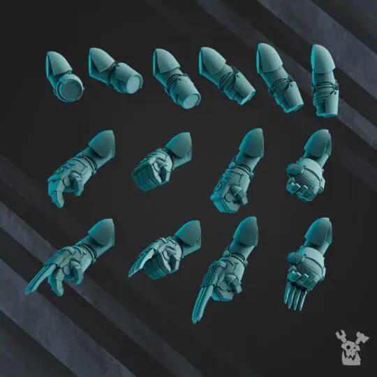 Set of five 3D printed Scylla Legion Heavy Destroyer models by Last Hope Miniatures for DakkaDakka Miniatures.
