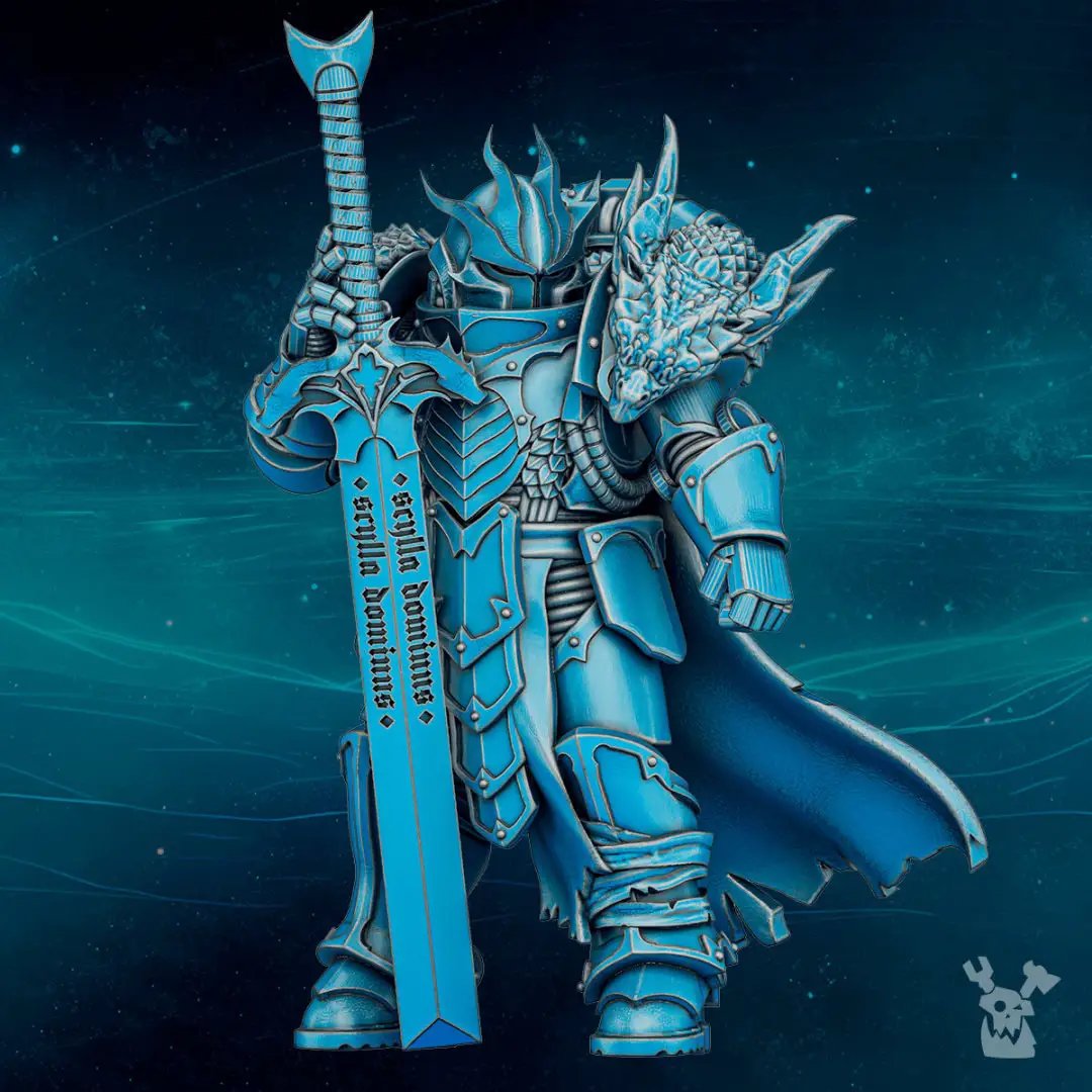 3D printed Scylla Legion Pharacrit Dragonborn model by DakkaDakka Miniatures, detailed fantasy tabletop gaming figure.