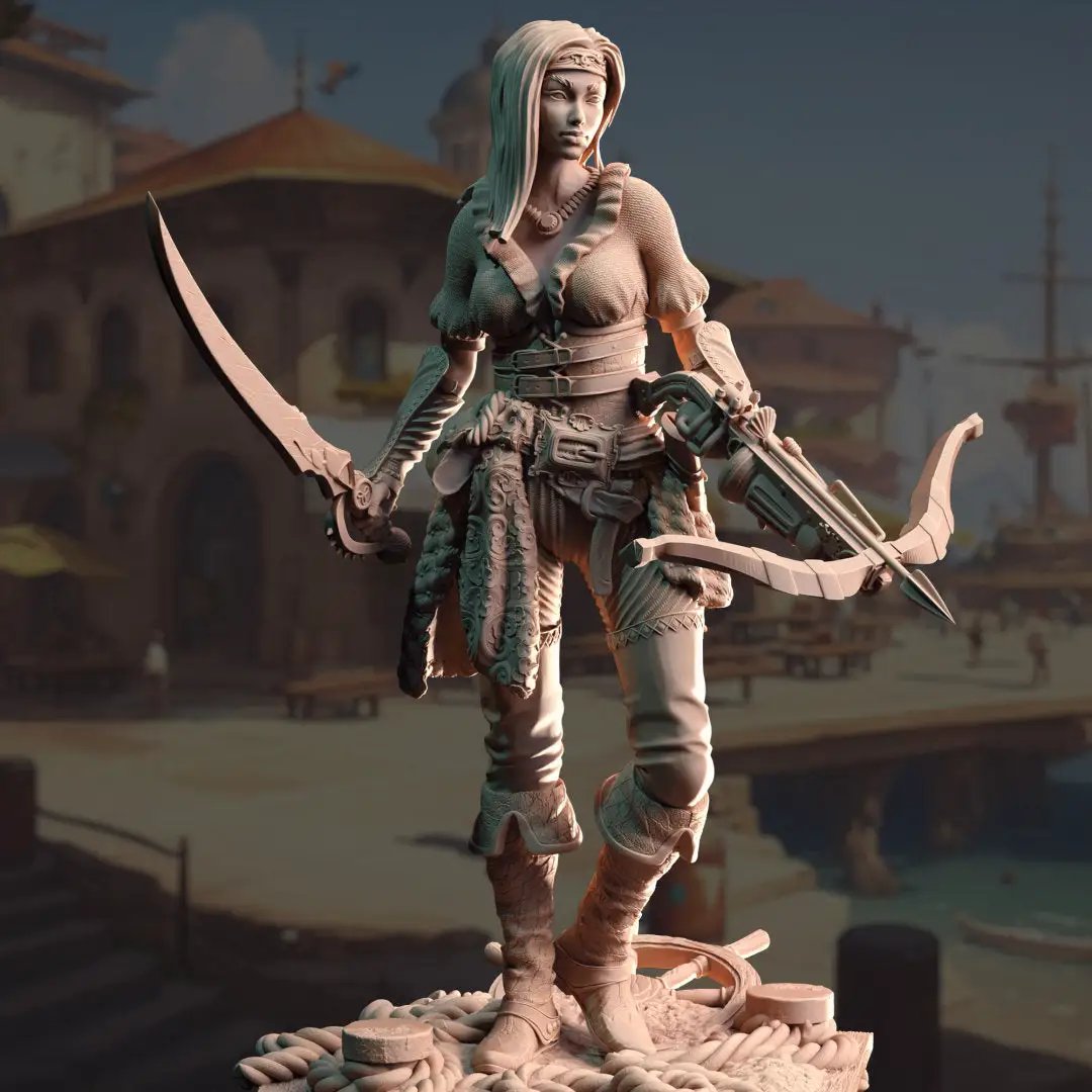 3D printed Sea Elf Corsair model by Last Hope Miniatures, detailed fantasy figurine for tabletop gaming and display.