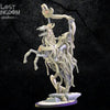 3D printed model of Seb, the headless sorcerer from Lost Kingdom Miniatures, displayed on a stand with detailed features.