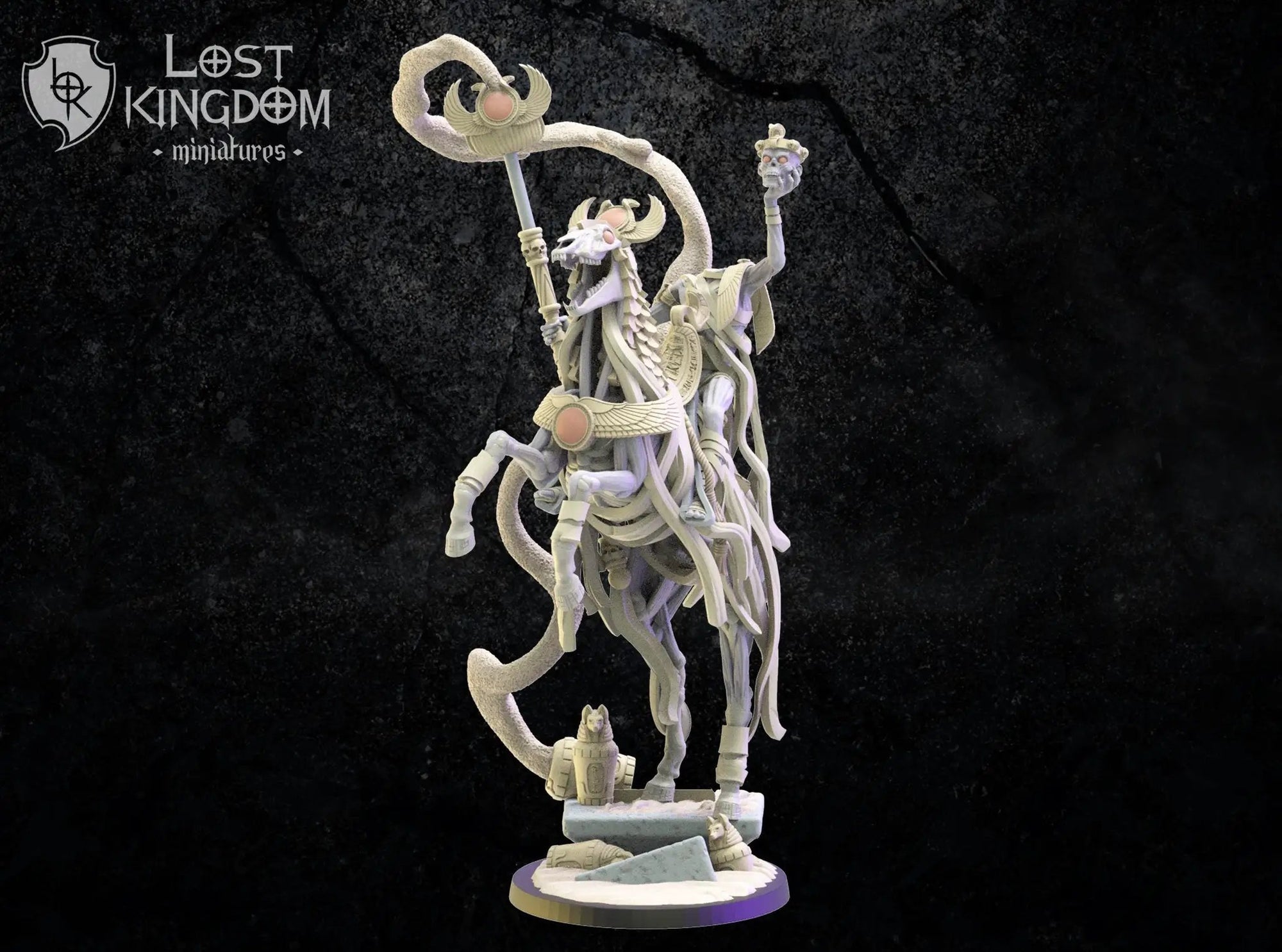 3D printed model of Seb, the headless sorcerer from Lost Kingdom Miniatures by Last Hope Miniatures, detailed fantasy figure.