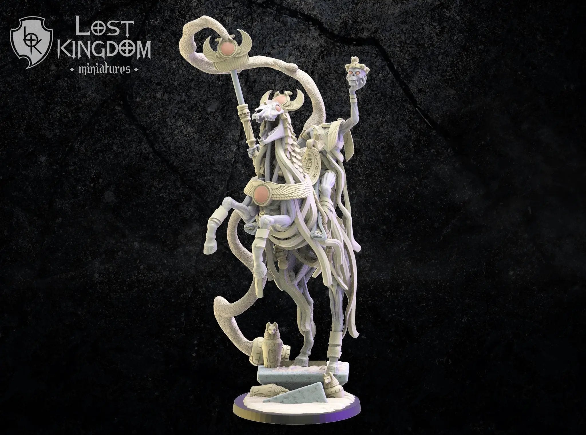 3D printed model of Seb, the headless sorcerer from Lost Kingdom Miniatures by Last Hope Miniatures, detailed fantasy figure.