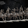 Five 3D printed Second Dynasty Knights models by Last Hope Miniatures, detailed medieval figurines from Lost Kingdom Miniatures.
