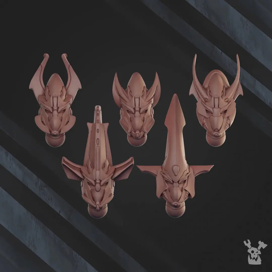 Three 3D printed Shadow Blade Squad models by Last Hope Miniatures, featuring detailed weapon and armor designs in black and gray.