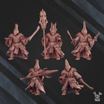 Set of five 3D printed Shadow Casters Squad models by Last Hope Miniatures, detailed sci-fi miniatures for tabletop gaming.