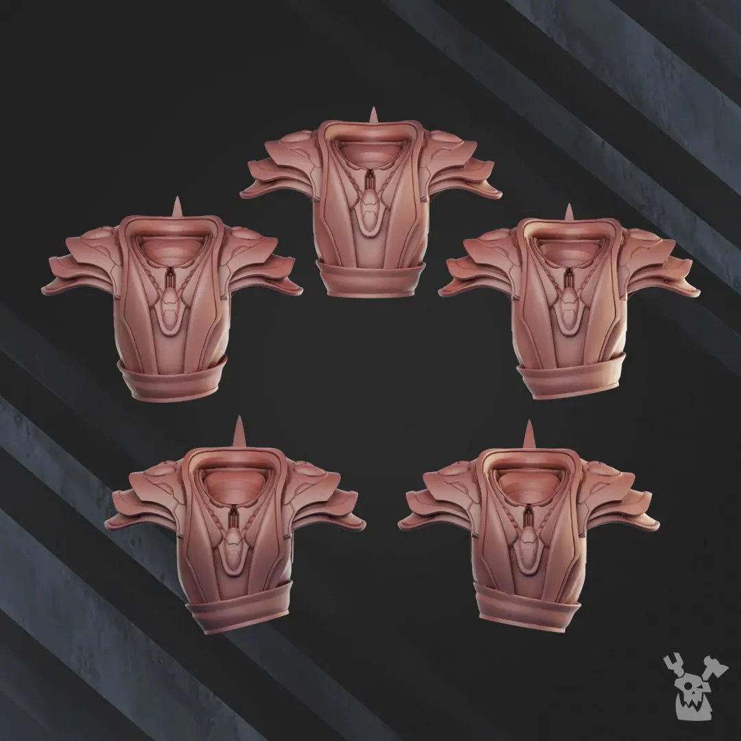 Three 3D printed Shadow Casters Squad models by Last Hope Miniatures, featuring detailed figures with unique armor and weapon designs.