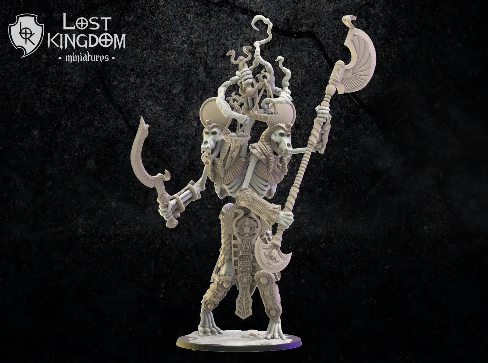 3D printed Siames Bone Colossus model by Lost Kingdom Miniatures, featuring detailed skeletal design and intricate miniature details.
