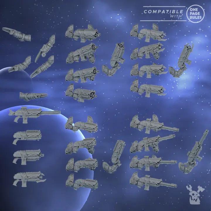 3D printed silver Guards Squad models by Last Hope Miniatures, featuring ten detailed miniatures for tabletop gaming.
