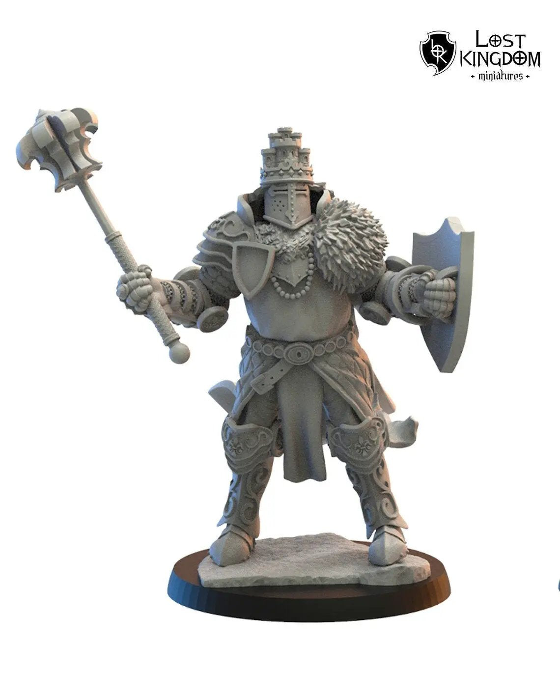 3D printed Sir Bors on foot model by Lost Kingdom Miniatures, detailed fantasy miniature figure for tabletop gaming.
