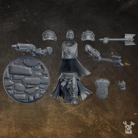 3D printed Sir Gawein model by DakkaDakka Miniatures, detailed fantasy character figure from Last Hope Miniatures.