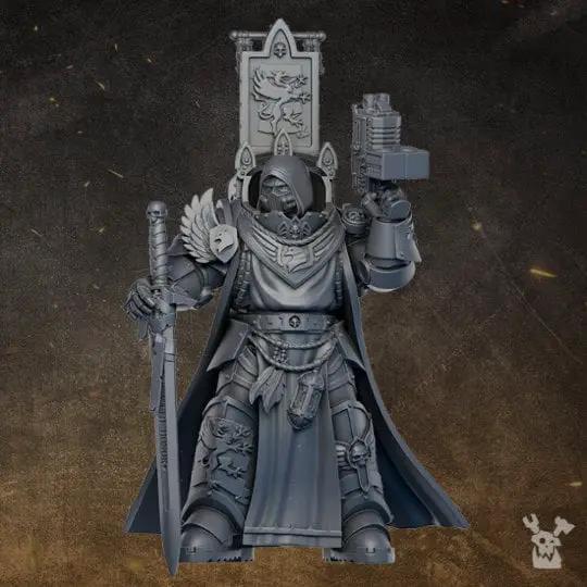 3D printed Sir Percival model by DakkaDakka Miniatures, detailed Last Hope Miniatures figure on a plain background.
